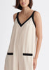 Paisie Contrast Colour Jumpsuit in Cream and Black Close Up